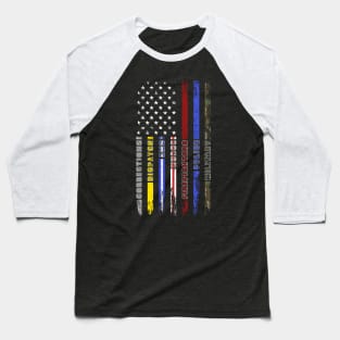 First Responders Hero Flag Nurse EMS Police Fire Baseball T-Shirt